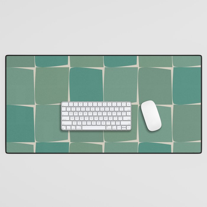 Flux Midcentury Modern Check Grid Pattern in Jade Green Desk Mat Gallery Image 1