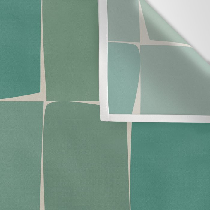Flux Midcentury Modern Check Grid Pattern in Jade Green Wall Tapestry Gallery Image 3