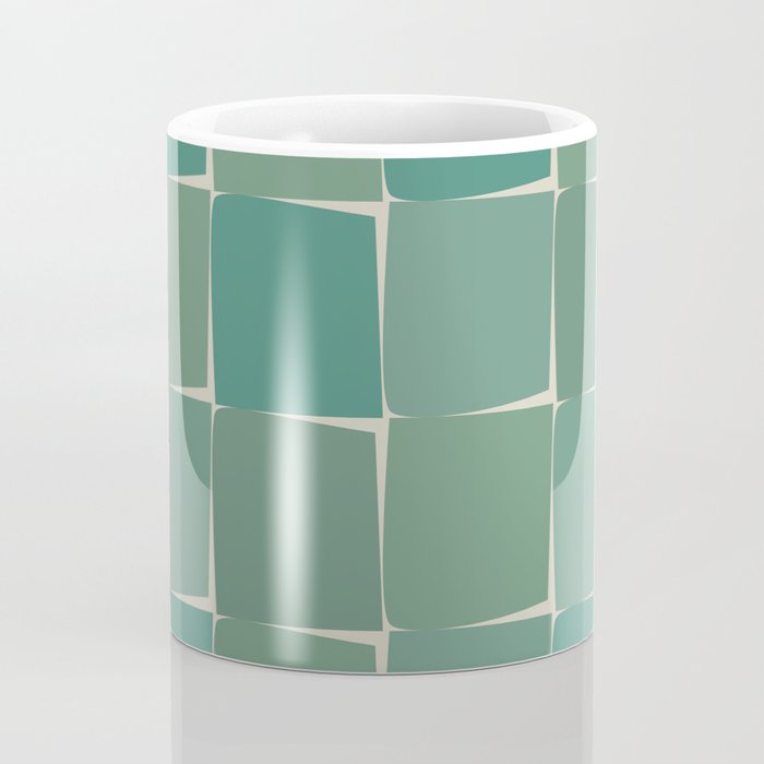 Flux Midcentury Modern Check Grid Pattern in Jade Green Coffee Mug Gallery Image 4