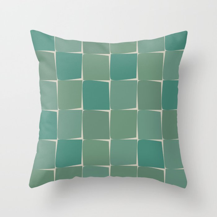 Flux Midcentury Modern Check Grid Pattern in Jade Green Throw Pillow Gallery Image 1