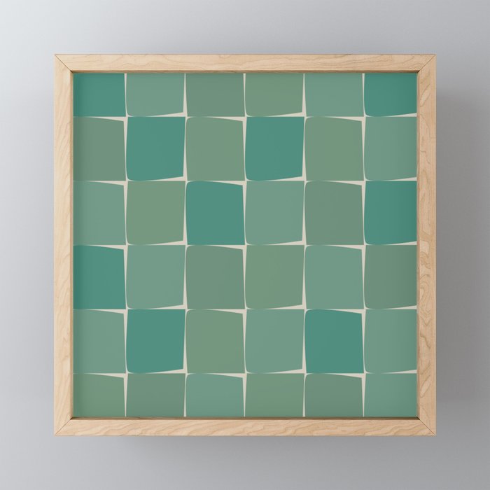 Flux Midcentury Modern Check Grid Pattern in Jade Green Mini Art Print Gallery Image 1