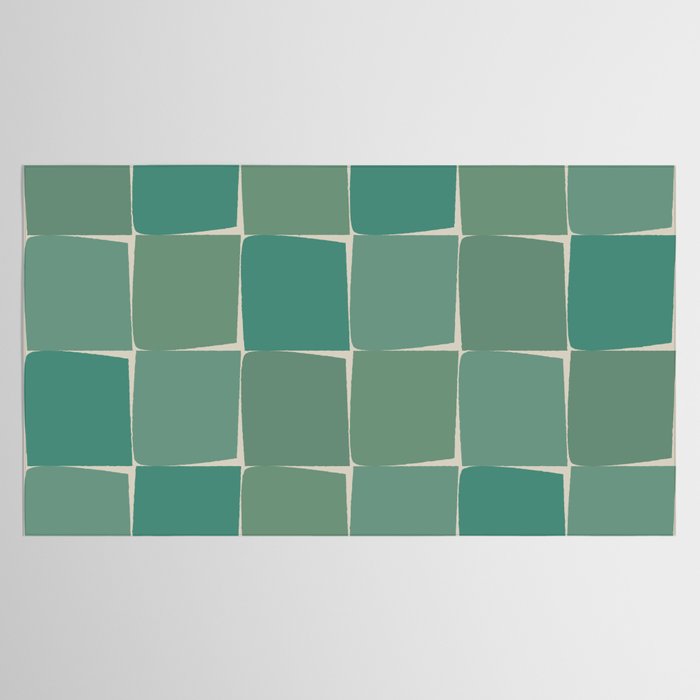 Flux Midcentury Modern Check Grid Pattern in Jade Green Tablecloth Gallery Image 2