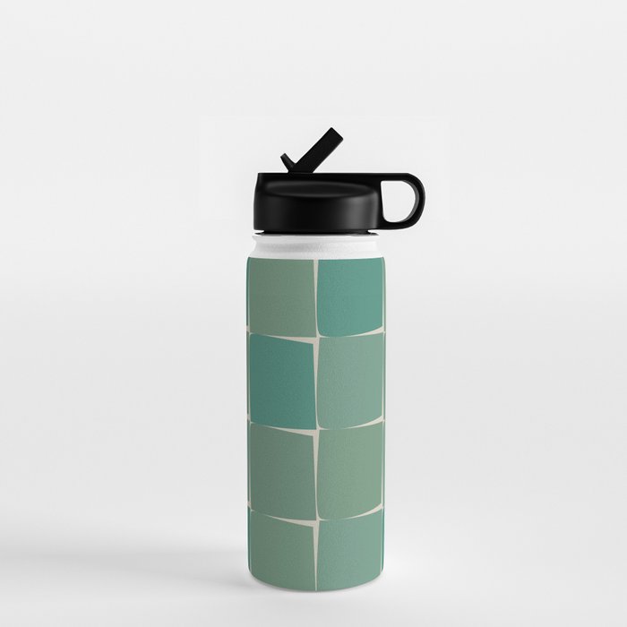 Flux Midcentury Modern Check Grid Pattern in Jade Green Water Bottle Gallery Image 1