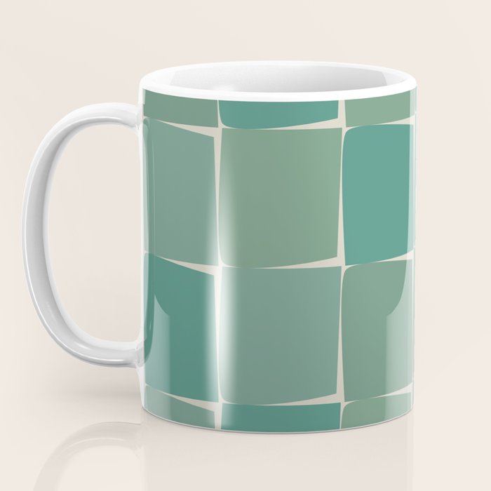 Flux Midcentury Modern Check Grid Pattern in Jade Green Coffee Mug Gallery Image 3