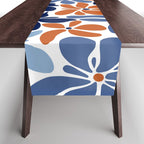 Abstract Flowers, Orange, Blue and White Table Runner Gallery Image 1