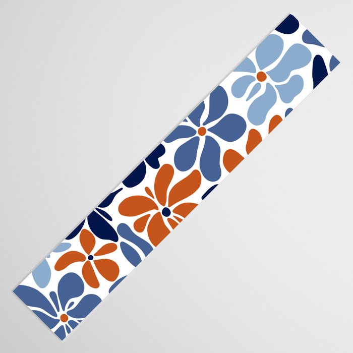 Abstract Flowers, Orange, Blue and White Table Runner Gallery Image 3