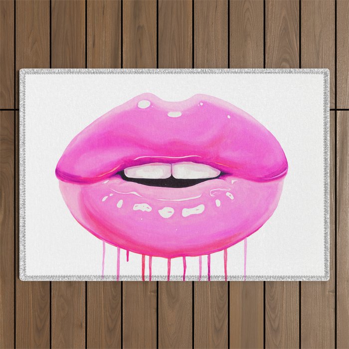 Pink lips Outdoor Rug Gallery Image 1