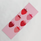 Abstract Retro Fruit Print Pink And Red Aesthetic Modern Preppy Strawberries Yoga Mat Gallery Image 1