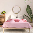Abstract Retro Fruit Print Pink And Red Aesthetic Modern Preppy Strawberries Comforter Gallery Image 3