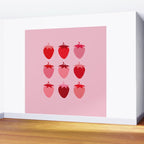 Abstract Retro Fruit Print Pink And Red Aesthetic Modern Preppy Strawberries Wall Mural Gallery Image 2