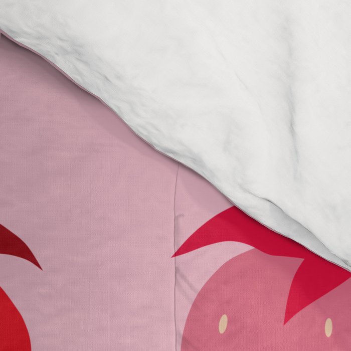 Abstract Retro Fruit Print Pink And Red Aesthetic Modern Preppy Strawberries Comforter Gallery Image 4