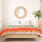 Colorful Stripe Orange, Green, Pale Pink, and Baby Blue Pattern Duvet Cover Gallery Image 3