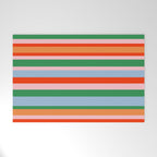 Colorful Stripe Orange, Green, Pale Pink, and Baby Blue Pattern Welcome Mat Gallery Image 1