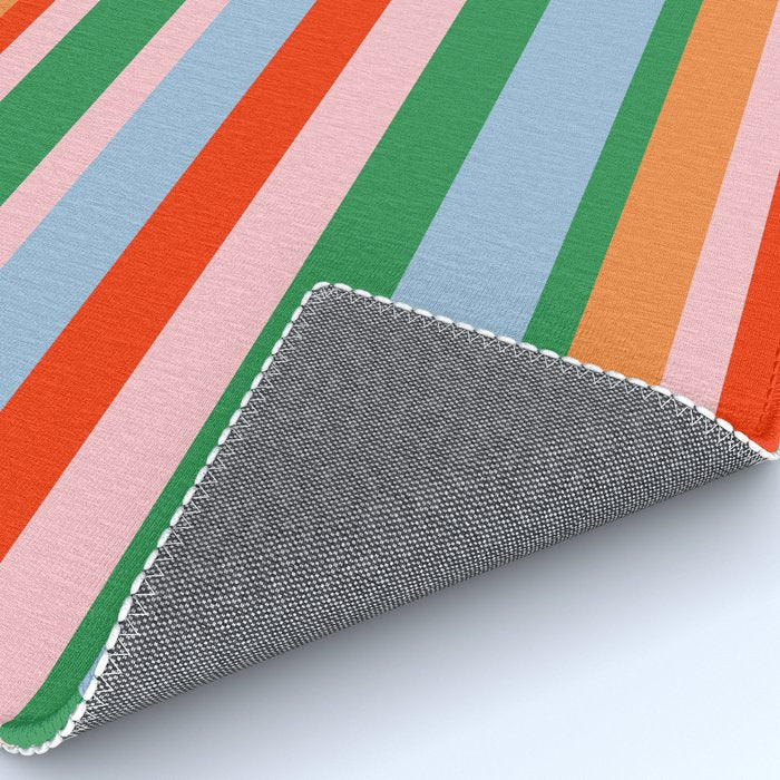 Colorful Stripe Orange, Green, Pale Pink, and Baby Blue Pattern Rug Gallery Image 4