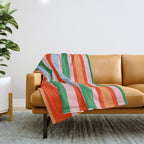 Colorful Stripe Orange, Green, Pale Pink, and Baby Blue Pattern Throw Blanket Gallery Image 1