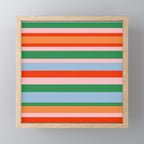 Colorful Stripe Orange, Green, Pale Pink, and Baby Blue Pattern Mini Art Print Gallery Image 1