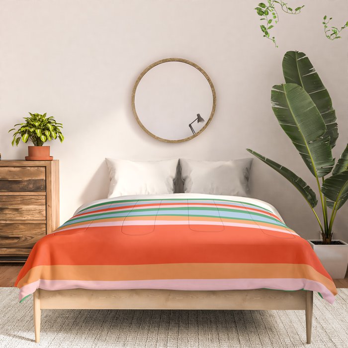 Colorful Stripe Orange, Green, Pale Pink, and Baby Blue Pattern Comforter Gallery Image 3
