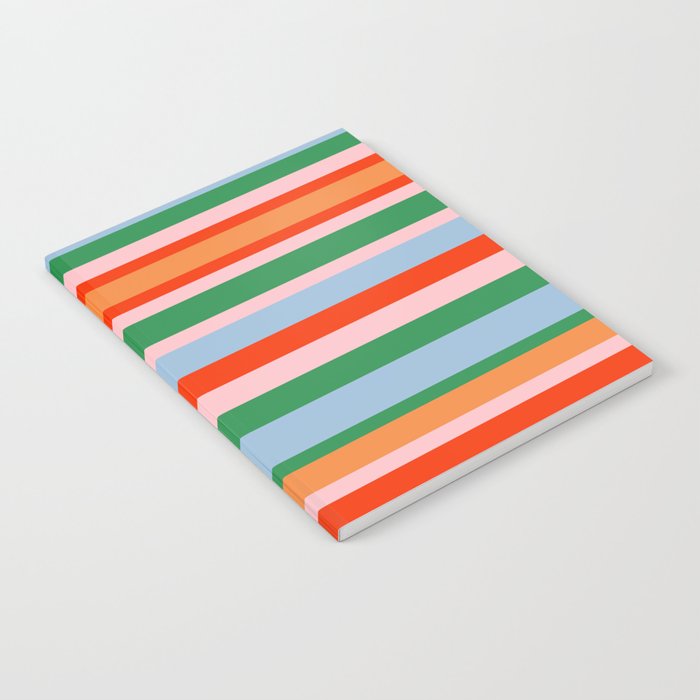 Colorful Stripe Orange, Green, Pale Pink, and Baby Blue Pattern Notebook Gallery Image 2