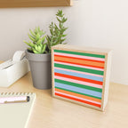 Colorful Stripe Orange, Green, Pale Pink, and Baby Blue Pattern Mini Art Print Gallery Image 2