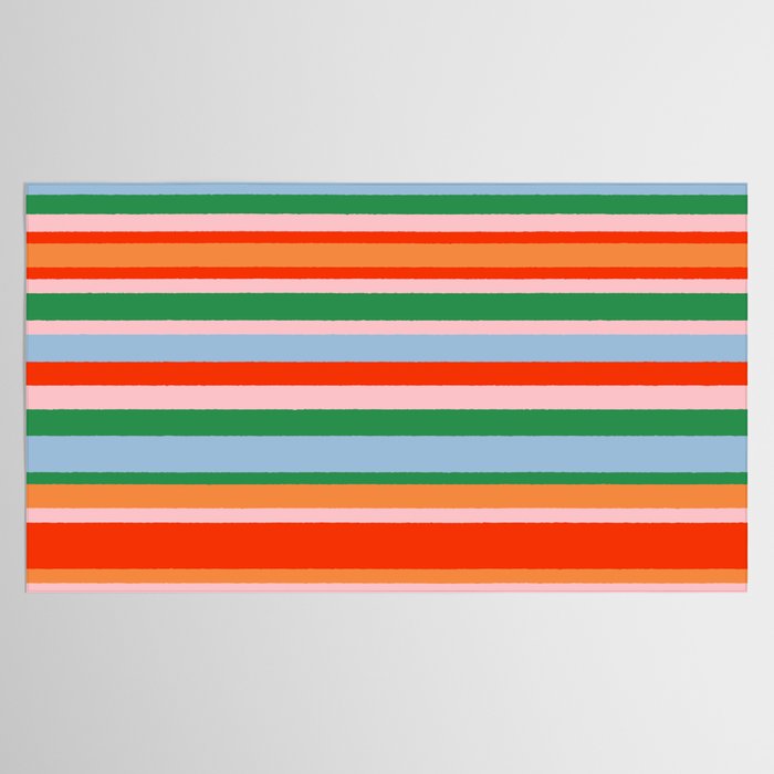 Colorful Stripe Orange, Green, Pale Pink, and Baby Blue Pattern Tablecloth Gallery Image 2