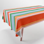 Colorful Stripe Orange, Green, Pale Pink, and Baby Blue Pattern Tablecloth Gallery Image 1