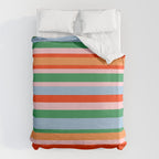 Colorful Stripe Orange, Green, Pale Pink, and Baby Blue Pattern Duvet Cover Gallery Image 6