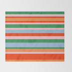 Colorful Stripe Orange, Green, Pale Pink, and Baby Blue Pattern Throw Blanket Gallery Image 2