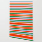 Colorful Stripe Orange, Green, Pale Pink, and Baby Blue Pattern Wallpaper Gallery Image 2