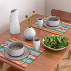 Colorful Stripe Orange, Green, Pale Pink, and Baby Blue Pattern Placemat Gallery Image 2