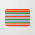 Colorful Stripe Orange, Green, Pale Pink, and Baby Blue Pattern Bath Mat Gallery Image 1