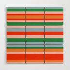 Colorful Stripe Orange, Green, Pale Pink, and Baby Blue Pattern Wood Wall Art Gallery Image 1