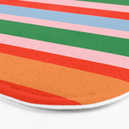 Colorful Stripe Orange, Green, Pale Pink, and Baby Blue Pattern Bath Mat Gallery Image 3