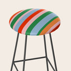 Colorful Stripe Orange, Green, Pale Pink, and Baby Blue Pattern Stool Gallery Image 2