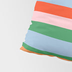 Colorful Stripe Orange, Green, Pale Pink, and Baby Blue Pattern Pillow Sham Gallery Image 4