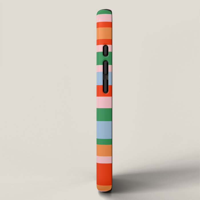 Colorful Stripe Orange, Green, Pale Pink, and Baby Blue Pattern iPhone Case Gallery Image 2