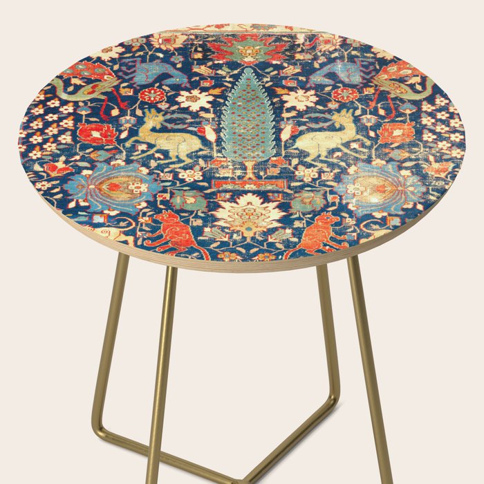 Enchanted Mythical Beasts 17th Century Persian Rug Print Side Table Gallery Image 2