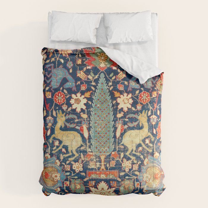 Enchanted Mythical Beasts 17th Century Persian Rug Print Comforter Gallery Image 6