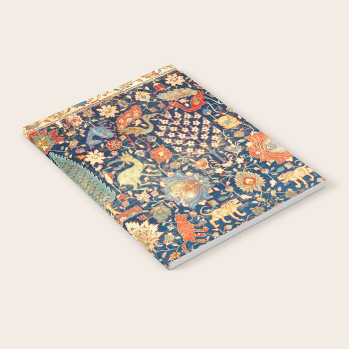 Enchanted Mythical Beasts 17th Century Persian Rug Print Notebook Gallery Image 1