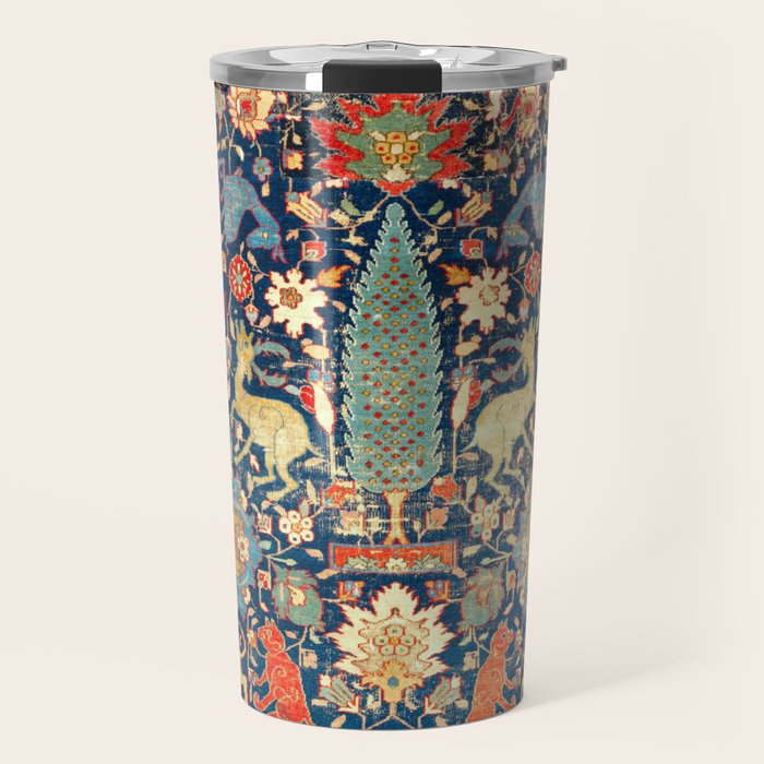 Enchanted Mythical Beasts 17th Century Persian Rug Print Travel Mug Gallery Image 1