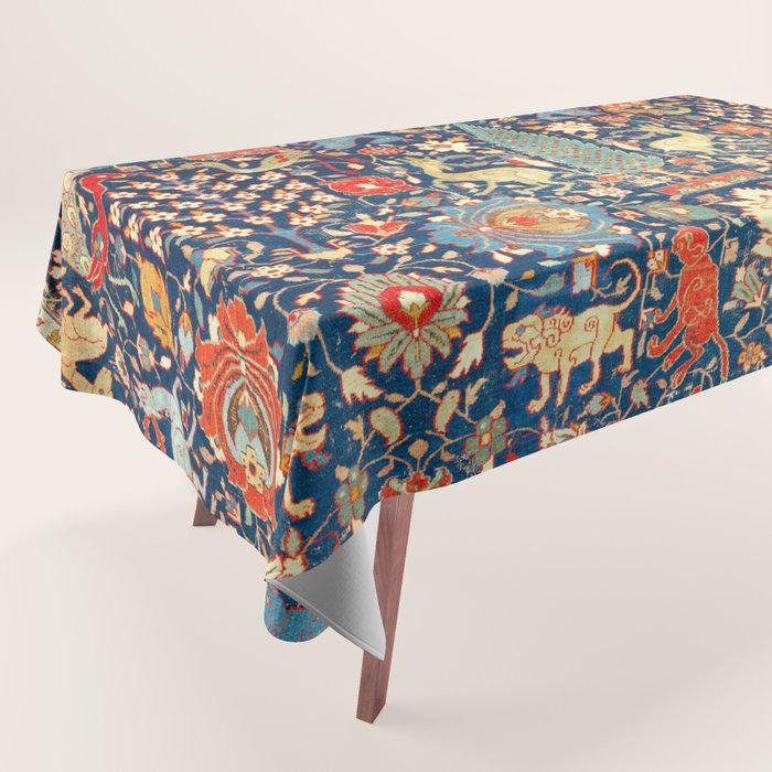 Enchanted Mythical Beasts 17th Century Persian Rug Print Tablecloth Gallery Image 1