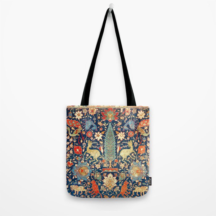 Enchanted Mythical Beasts 17th Century Persian Rug Print Tote Bag Gallery Image 2