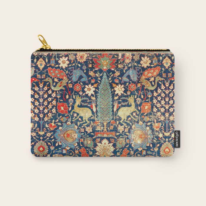Enchanted Mythical Beasts 17th Century Persian Rug Print Carry All Pouch Gallery Image 1