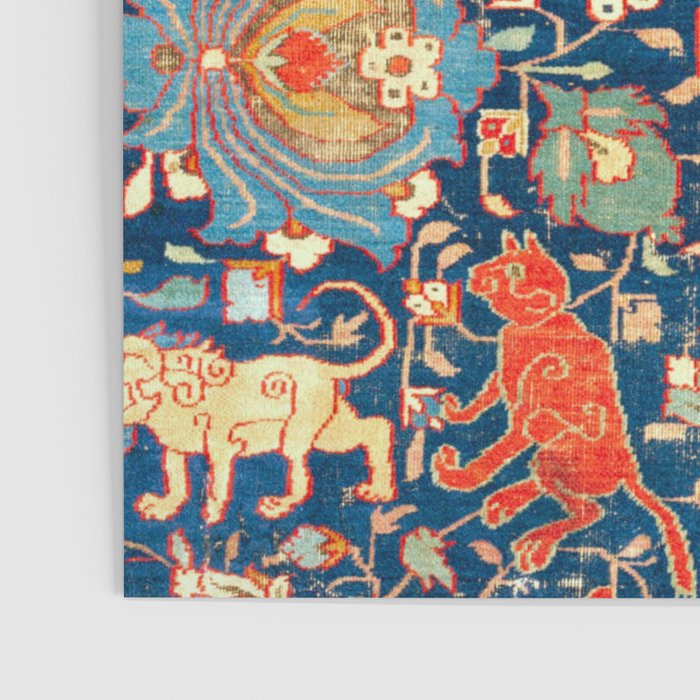 Enchanted Mythical Beasts 17th Century Persian Rug Print Poster Gallery Image 3