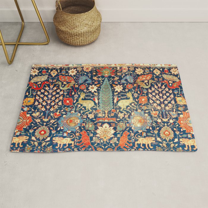 Enchanted Mythical Beasts 17th Century Persian Rug Print Rug Gallery Image 1