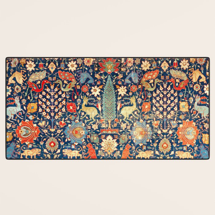 Enchanted Mythical Beasts 17th Century Persian Rug Print Desk Mat Gallery Image 3