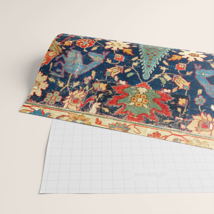Enchanted Mythical Beasts 17th Century Persian Rug Print Wrapping Paper Gallery Image 2