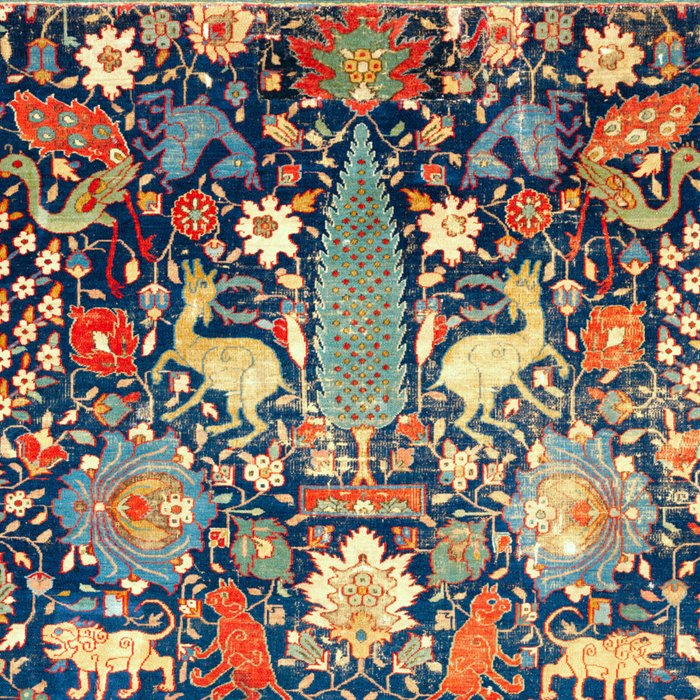 Enchanted Mythical Beasts 17th Century Persian Rug Print Coffee Mug Gallery Image 2