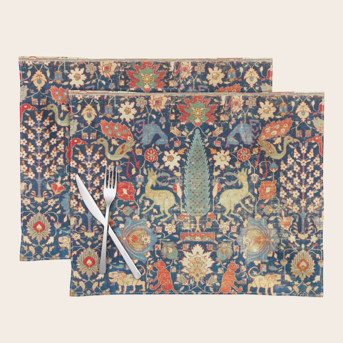 Enchanted Mythical Beasts 17th Century Persian Rug Print Placemat Gallery Image 1