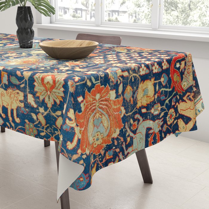 Enchanted Mythical Beasts 17th Century Persian Rug Print Tablecloth Gallery Image 3