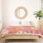 Groovy Pink Retro Garden Flowers 60s 70s Floral Pattern Duvet Cover Gallery Image 3